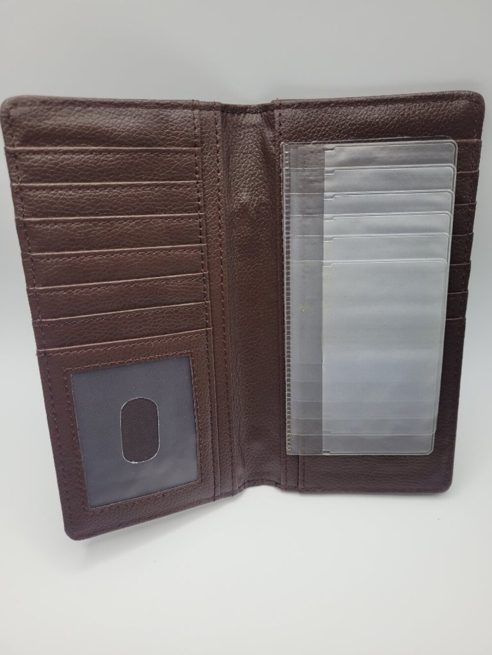 Bifold Wallet Embossed Western Style Vegan Leather Brown W/Medallion & Studs - Picture 2 of 6